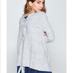 Grey lace up cardigan